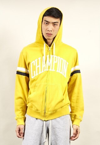 VINTAGE 90'S CHAMPION YELLOW ZIP-UP HOODIE