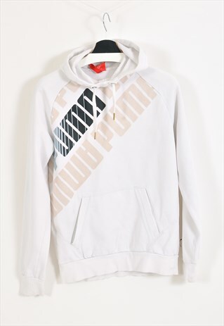 VINTAGE 90'S PUMA HOODIE IN WHITE