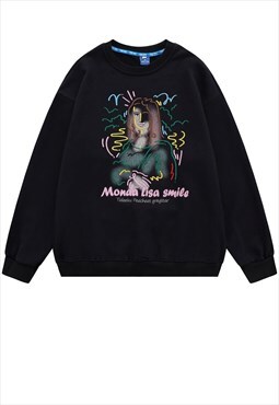 Mona Lisa sweatshirt grunge jumper retro top in black