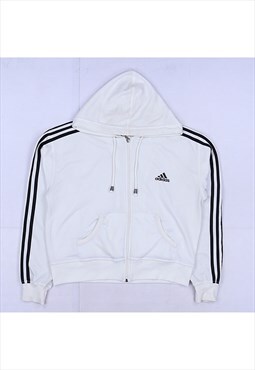 Adidas 90's Spellout Zip Up Hoodie XLarge White