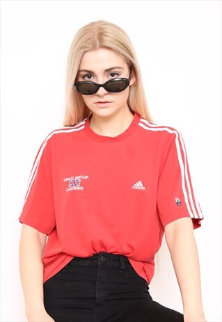 VINTAGE 90S ADIDAS RED LOGO TOP T-SHIRT