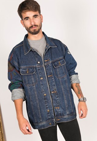 VINTAGE 80S WRANGLER PATCHED DENIM JACKET / R231