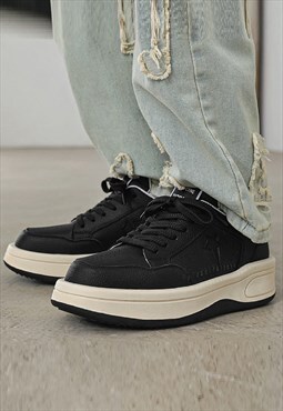Chunky sole sneakers retro classic platform trainers black 