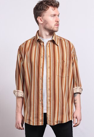 VINTAGE CORDUROY CORD STRIPED SHIRT