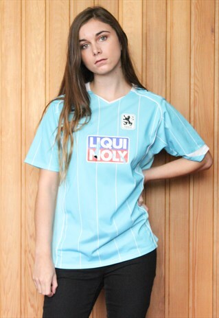 VINTAGE 1990S BLUE STRIPED NIKE FOOTBALL SHIRT