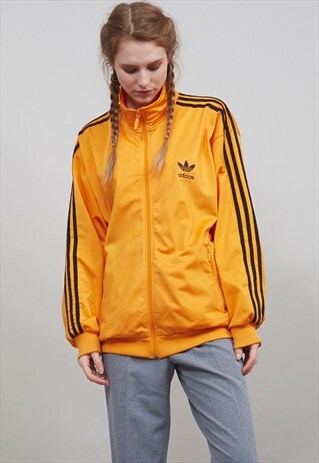 VINTAGE 80'S OVERSIZED TANGERINE ORANGE ADIDAS SPORTS JACKET