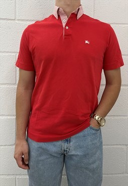 Vintage Red Burberry Polo Shirt