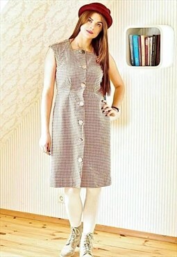 Orange and white pinafore dress