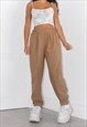 VINTAGE 90S BEIGE HIGH WAIST STRAIGHT CHINOS TROUSERS