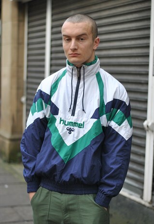 VINTAGE 90S HUMMEL 1/2 ZIP SPELL OUT TRACK JACKET