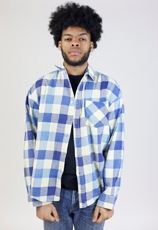 VINTAGE 90'S BLUE/YELLOW CHECK SHIRT