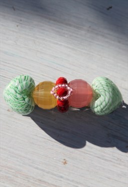 Handmade beaded hair barrette,upcycled glass/plastic beads