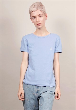 VINTAGE 90'S RALPH LAUREN BLUE LOGO T-SHIRT