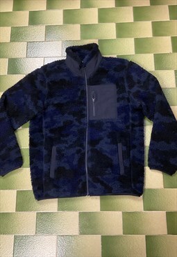 Uniqlo Camo Fleece Jacket Full-Zip Dark Blue Fits like Large