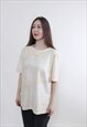 VINTAGE GEOMETRIC T-SHIRT, YELLOW SUMMER TOP LARGE SIZE 