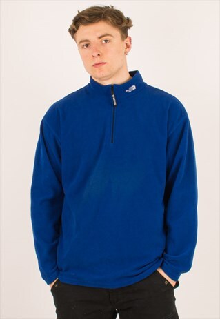 VINTAGE NORTH FACE HIGH NECK LOGO QUARTER ZIP FLEECE XL