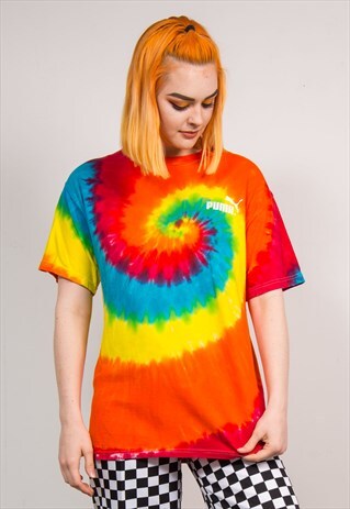 BRIGHT MULTICOLOUR TIE-DYE PUMA T-SHIRT