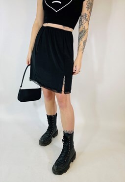Vintage 90s 00s Y2K Grunge Satin Black Mini Skirt