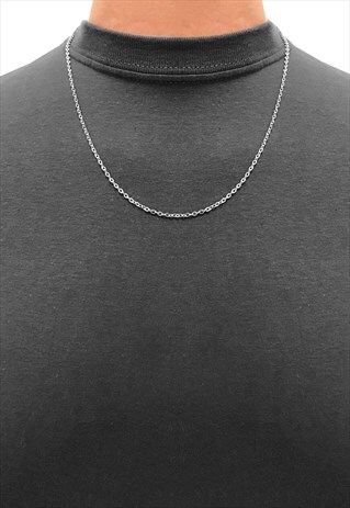 14" PLAIN CHOKER NECKLACE CHAIN - SILVER
