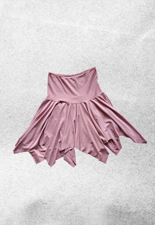 vintage y2k pink fairy asymetrical mini skirt