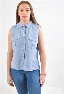 Vintage sleeveless shirt in blue