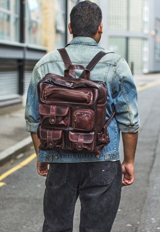 LUXURY COCO LEATHER OFFICE WORK BACKPACK