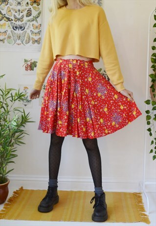 VINTAGE HIGH WAIST FLORAL MIDI SKIRT