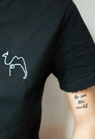 THE CAMEL HAND EMBROIDERED COTTON T SHIRT
