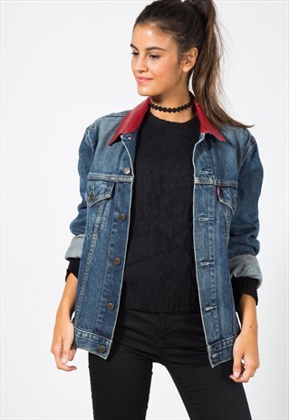 VINTAGE 80S LEVI'S CONTRAST COLLAR DENIM JACKET / S0011