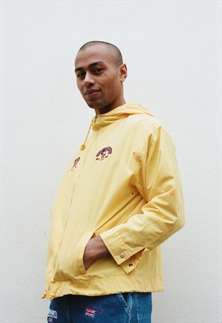 REWORKED VINTAGE RAINCOAT WITH EMBROIDERED CHARACTER DESIGN