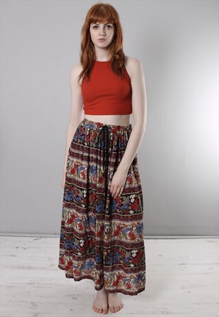 VINTAGE 90S FLORAL PATTERNED LONG GYPSY SKIRT