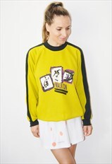 Vintage 80s PUMA Yellow Sweatshirt Jumper