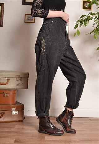 VINTAGE 80S BAGGY BALLOON JEANS IN BACK W34