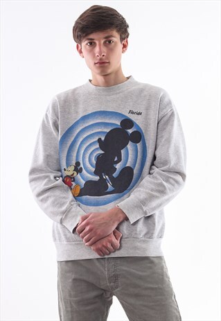 VINTAGE DISNEY MICKEY MOUSE CREW NECK 90S GREY