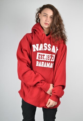 VINTAGE "NASSAU BAHAMAS" STEVE & BARRYS HOODIE RED