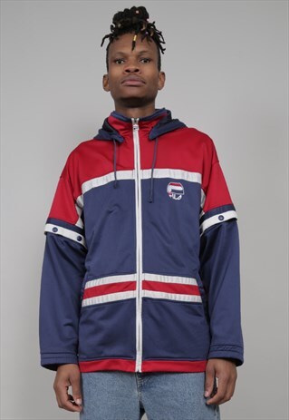 VINTAGE 80'S FILA POPPER TRICOLOUR TRACKSUIT JACKET