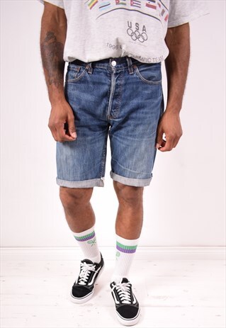 LEVI'S 501 MENS VINTAGE DENIM SHORTS W32 BLUE 90S
