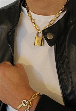 Louis Vuitton Lock Padlock with Link Necklace