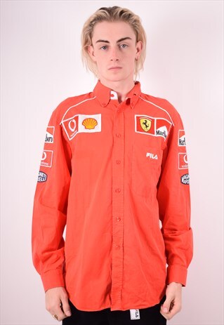 FILA MENS VINTAGE SHIRT MEDIUM RED 90S