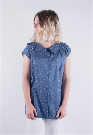 VINTAGE PETER PAN FRILL COLLAR SLEEVELESS BLOUSE