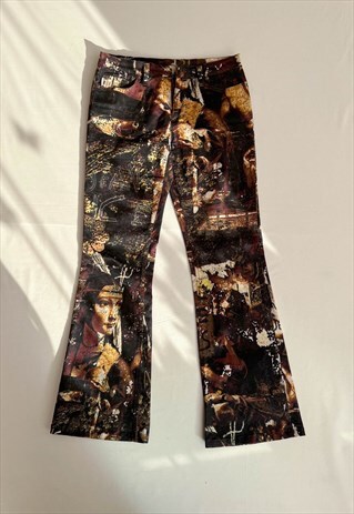 Vintage Iceberg Premium Art Graphic Low Rise Flare Jeans S