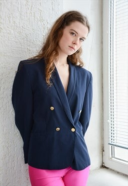 Vintage Blue Double Breasted Blazer Jacket