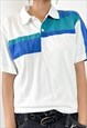 VINTAGE 90S WHITE AND BLUE POLO SHIRT 