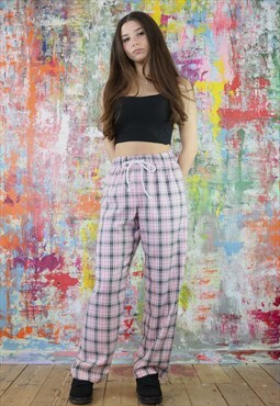 Drawstring Trousers in pink check