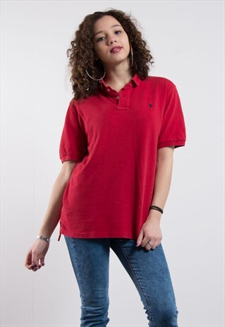 RALPH LAUREN RED POLO NECK T-SHIRT