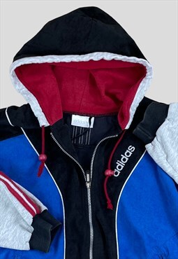 Adidas Vintage 90s Block colour velour hoodie  