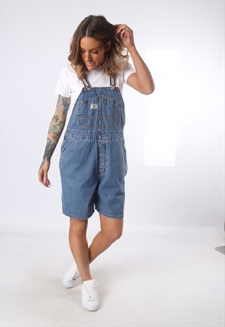 DUNGAREE SHORTS DENIM BICH REWORKED UK 14 (51S)