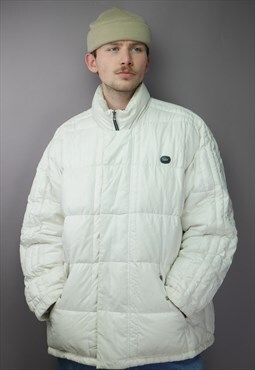 Vintage Nike 00's Puffer Jacket in White with Logo