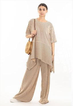 Strip print stretch-jersey top and Relaxed-fit trousers 