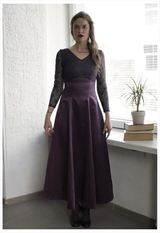 VINTAGE 70'S MAXI PURPLE EVENING DRESS